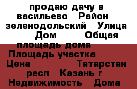 продаю дачу в васильево › Район ­ зеленодольский › Улица ­ 1 › Дом ­ 33 › Общая площадь дома ­ 44 › Площадь участка ­ 300 › Цена ­ 280 000 - Татарстан респ., Казань г. Недвижимость » Дома, коттеджи, дачи продажа   . Татарстан респ.,Казань г.